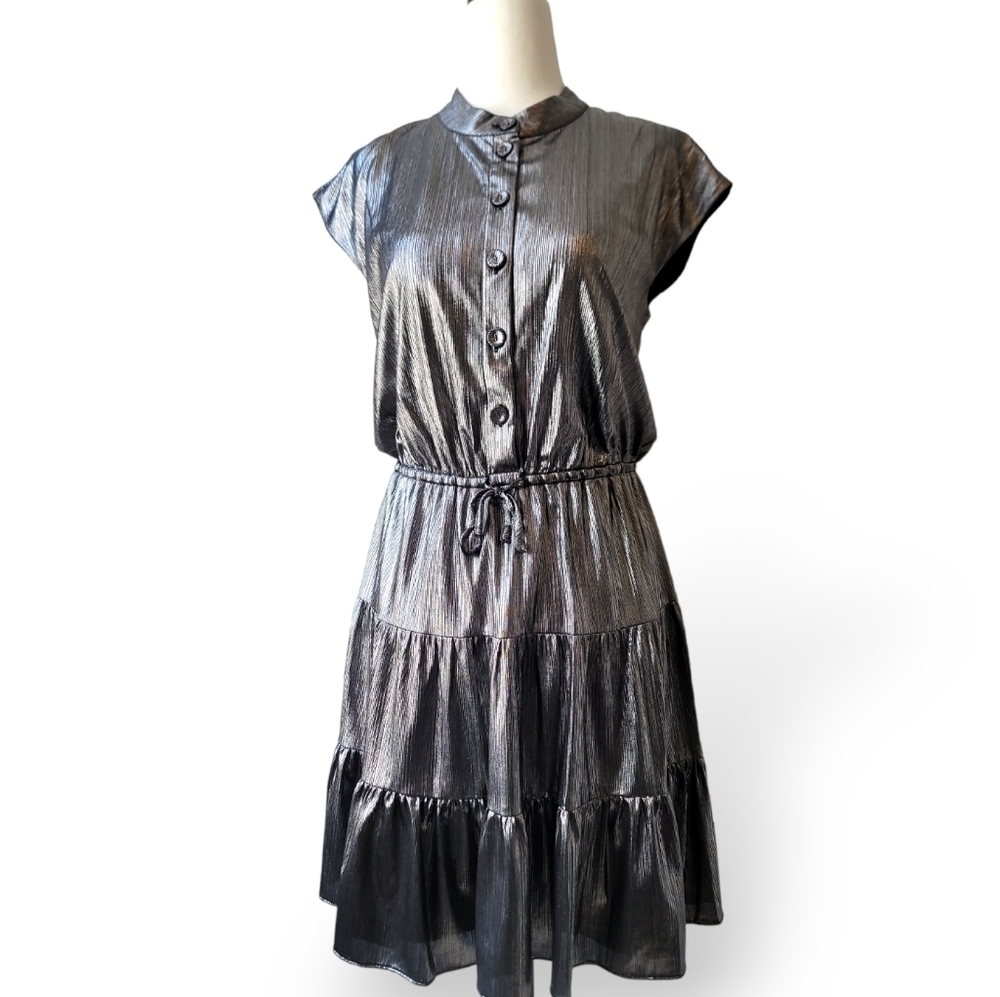 Rebecca Minkoff Gunmetal tiered Mini dress